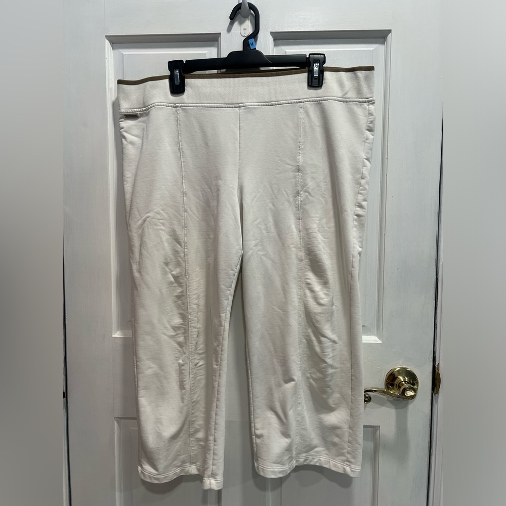 RALPH LAUREN ACTIVE Off White Stretch Waist Capri Pants SIZE XL Pre Loved